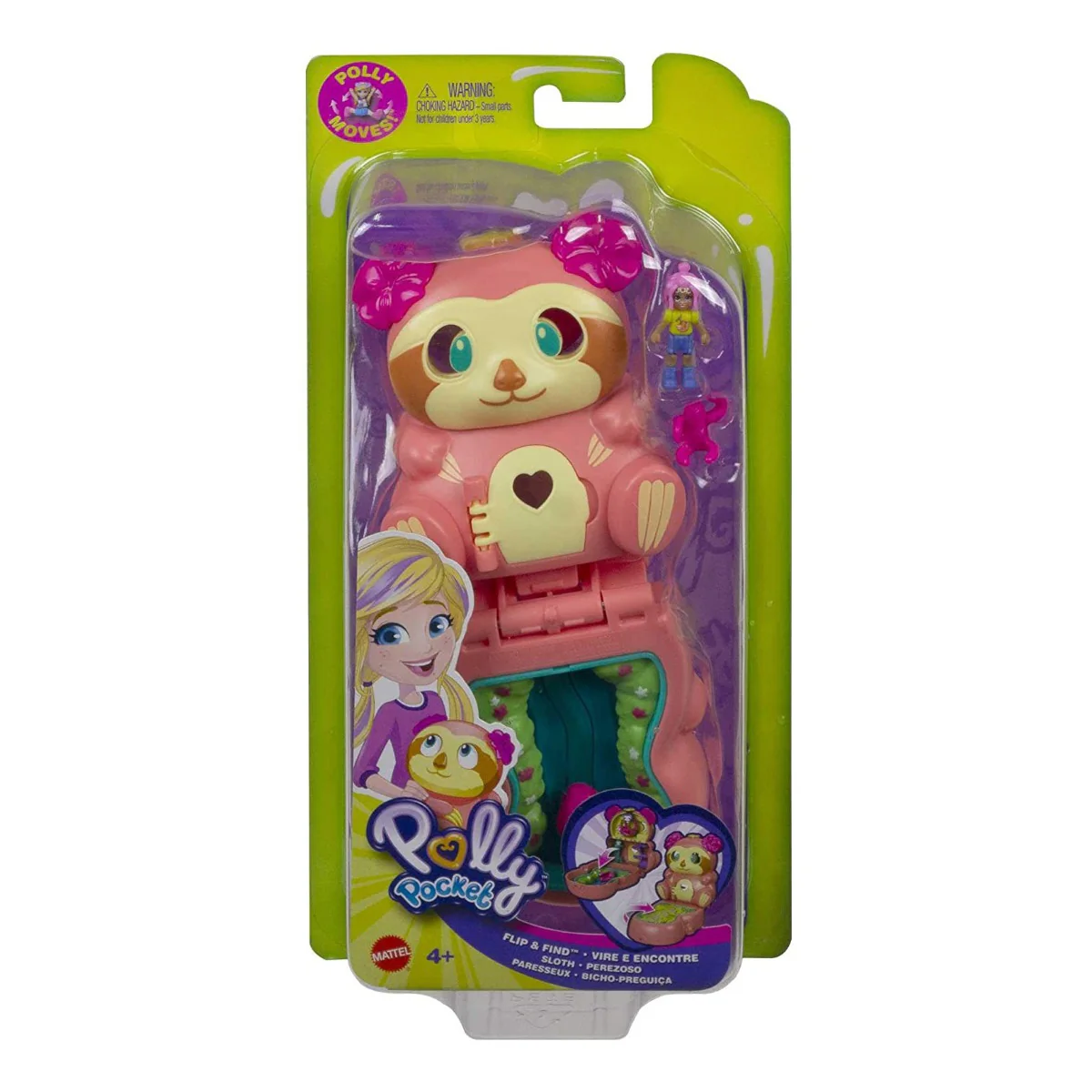 Polly Pocket Flip & Find Sloth Compact GTM59 - Image 4