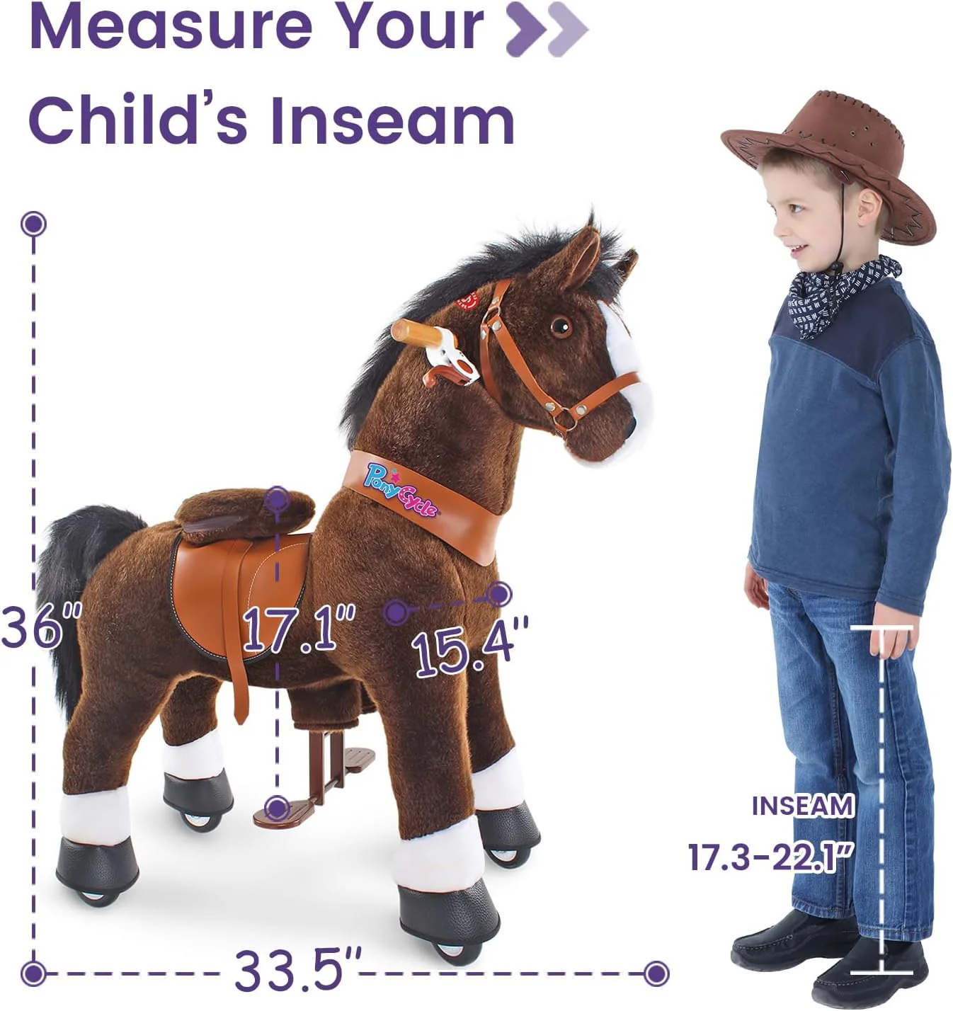 PonyCycle Ride On Horse Age 3-5 Chocolate Brown U-321 - Image 3