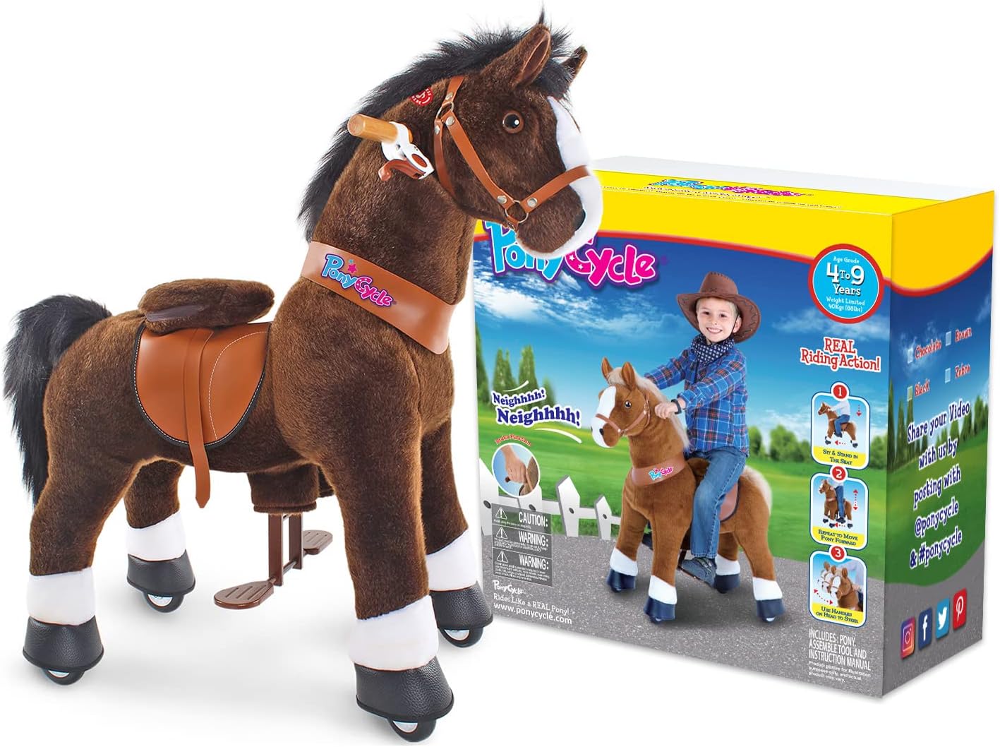 PonyCycle Ride On Horse Age 3-5 Chocolate Brown U-321 - Image 7