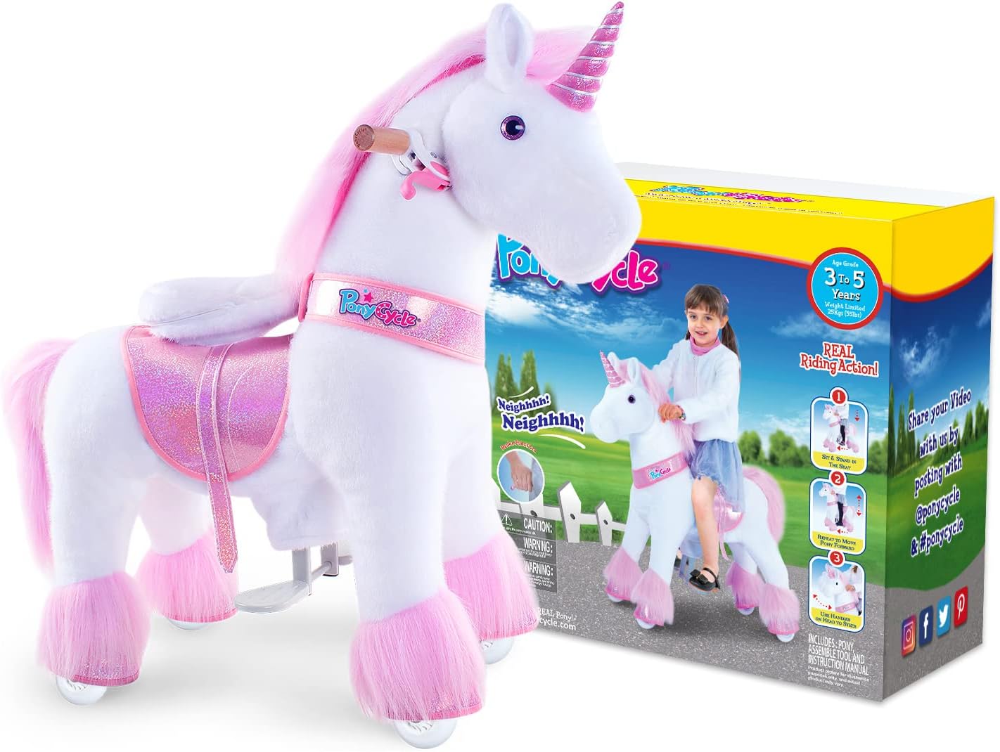 PonyCycle Ride On Horse Age 3-5 Pink U-302 - Image 9