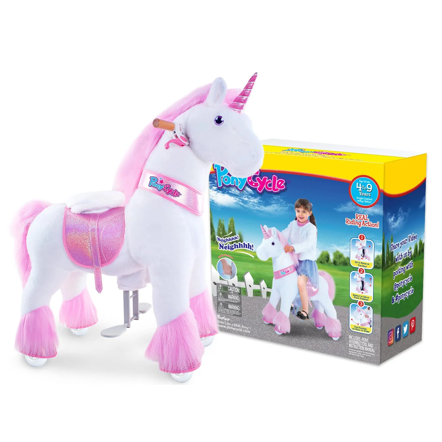 PonyCycle Ride On Horse Age 4-9 Pink U-402 - Image 3