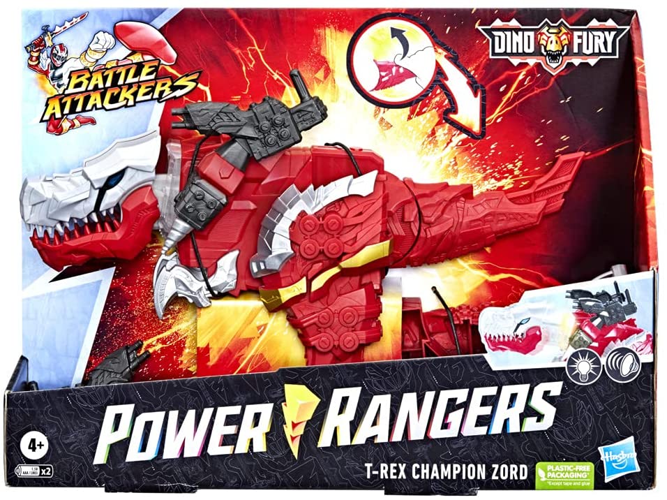 Power Rangers Dino Fury Battle Attackers T-Rex Champion Red Zord F2264 - Image 6
