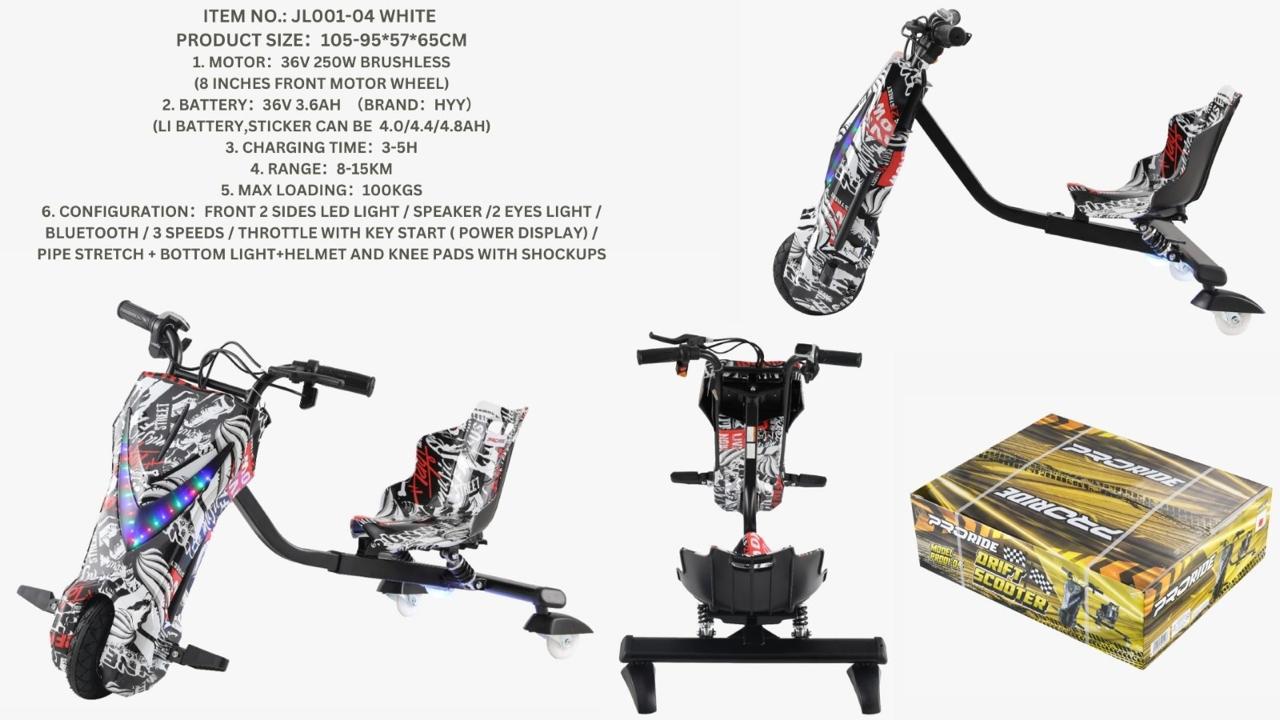 Pro Ride Drift Scooter 36V White PR001-04 - Image 2