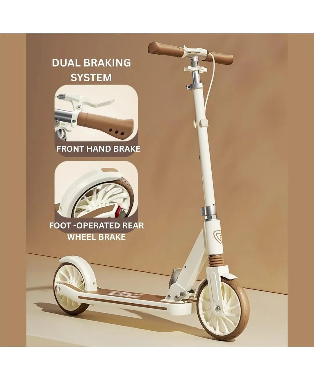 Pro Ride Spurt And Speed Scooter With Break Beige PR1234 - Image 2