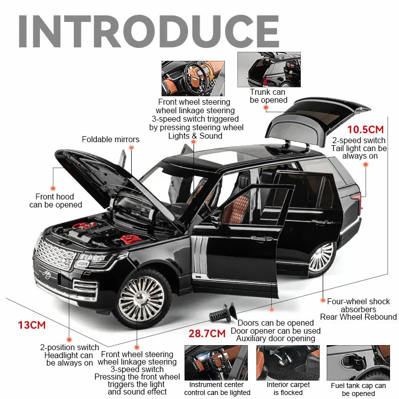 Pullback Die-Cast Range Rover Vogue – 1:18 Scale | CZ801A Model | Light, Sound & Opening Doors - Image 7