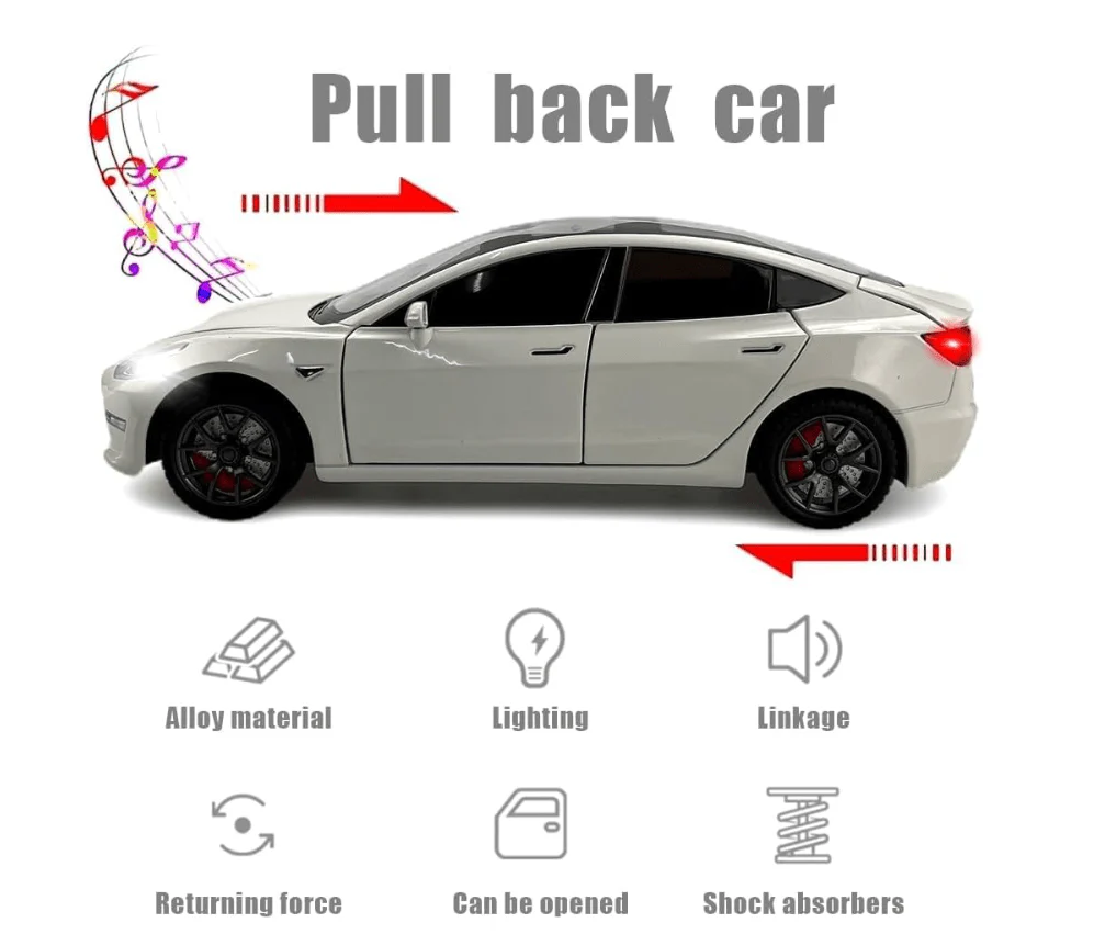 Pullback Diecast Car Metal Tesla HCL-911A - Image 2