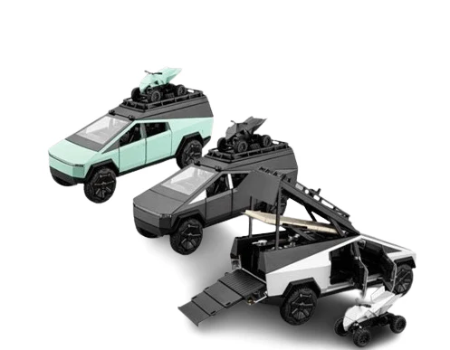 Pullback Diecast Tesla Cybertruck1:24 Scale With Quad Bike CZ170A