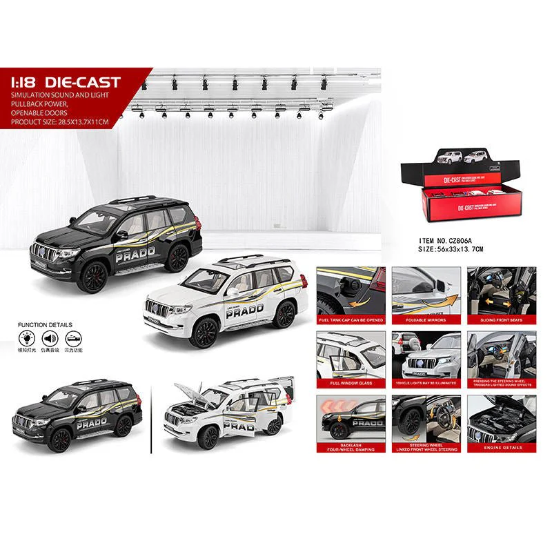 Pullback Land Cruiser Prado Die-Cast 1:18 Scale Asstd. CZ806A - Image 3