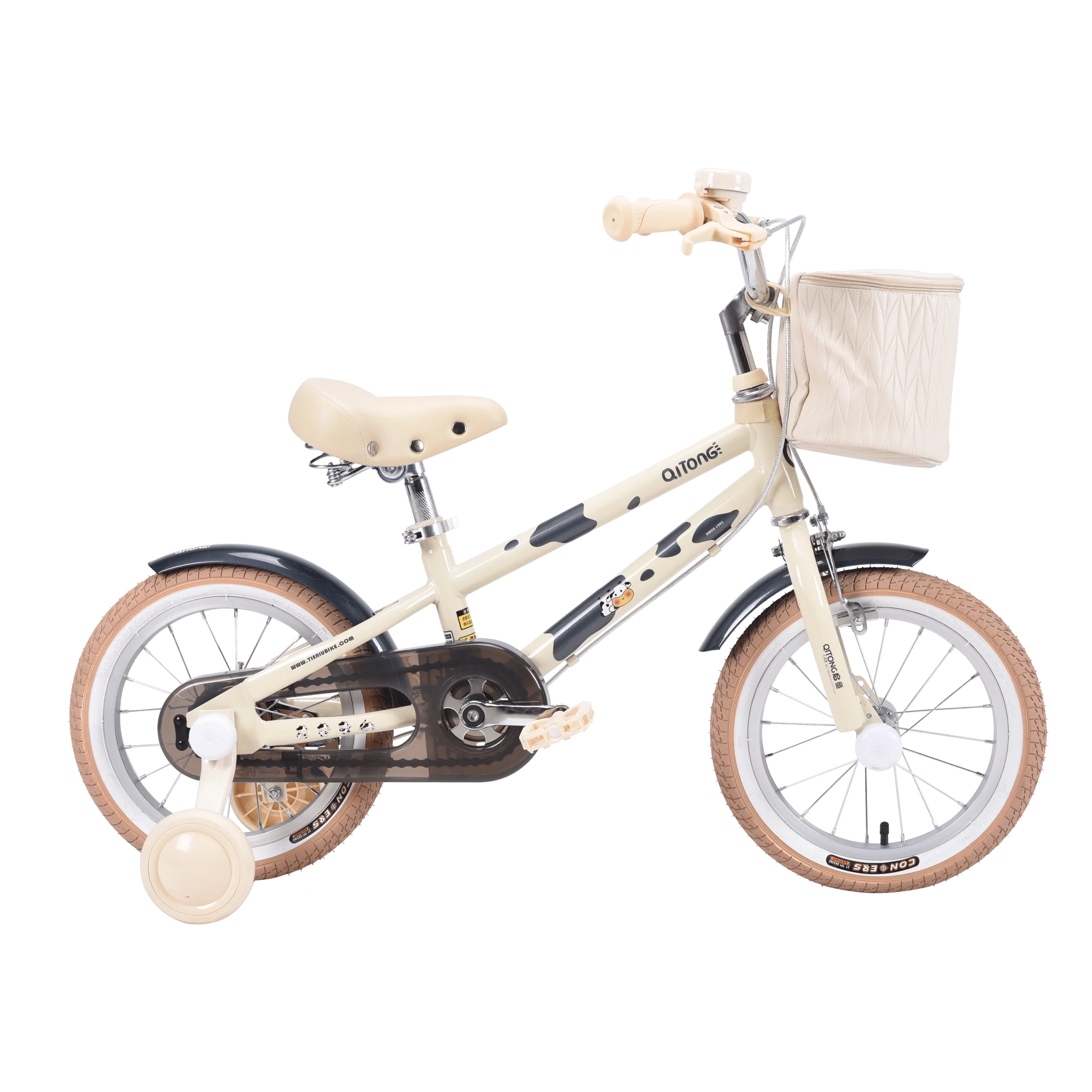 Qitong Cow Bicycle With Basket 14 Inch Green TN24Q61