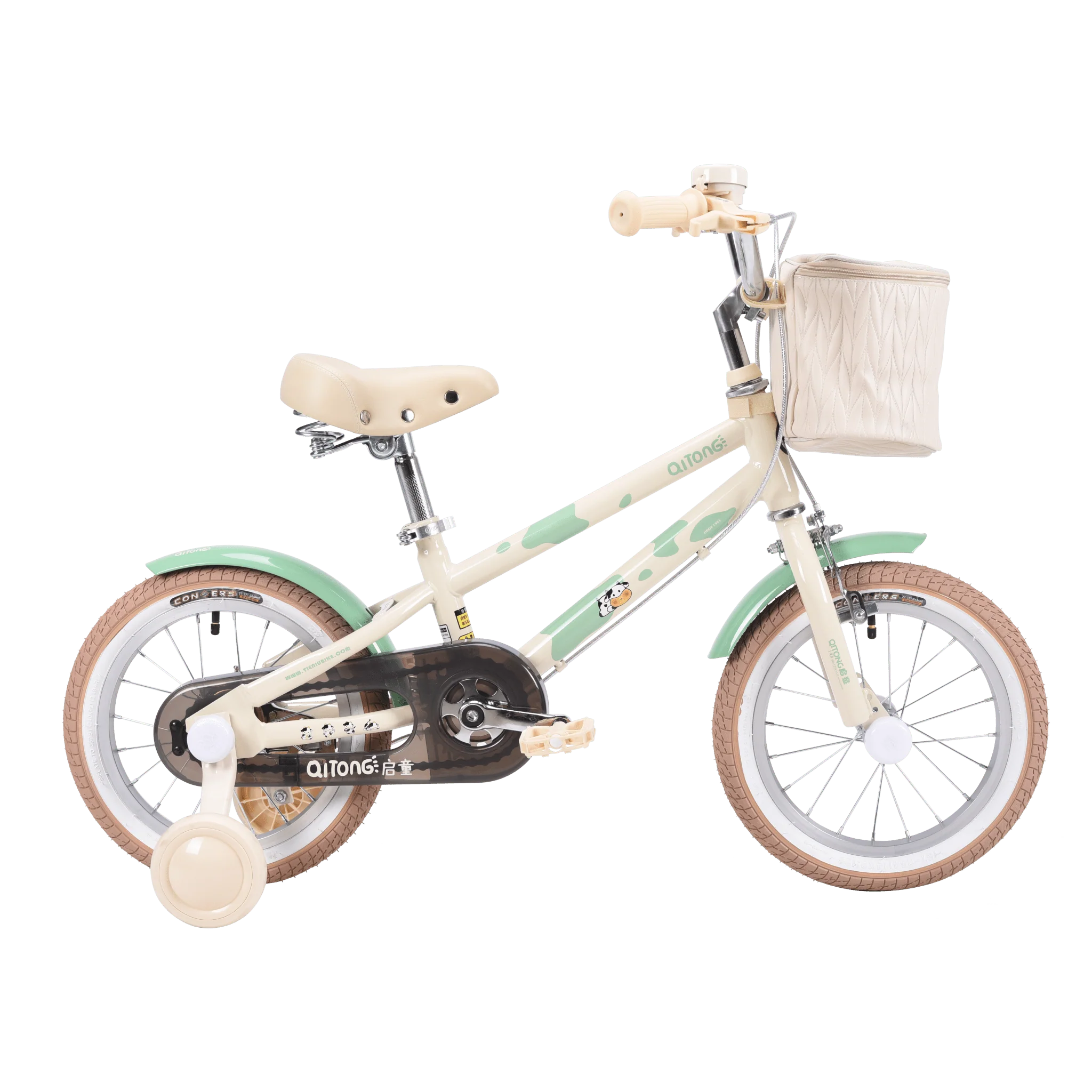 Qitong Cow Bicycle With Basket 14 Inch Green TN24Q61 - Image 4