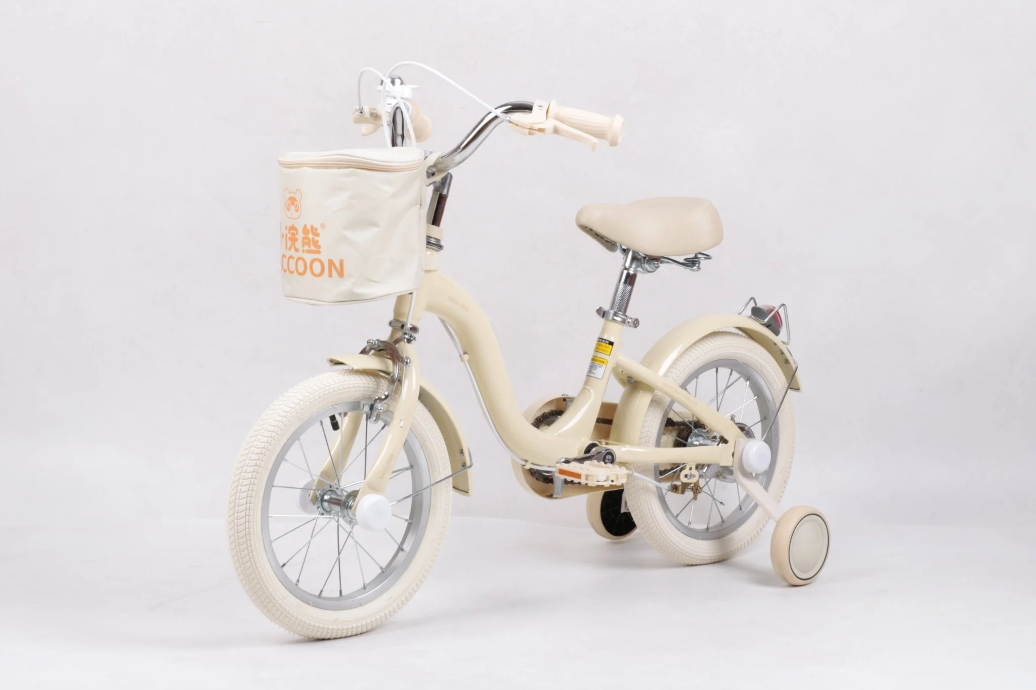 Raccoon Bicycle With Basket 14 Inch Beige TN23R06 14IN - Image 2