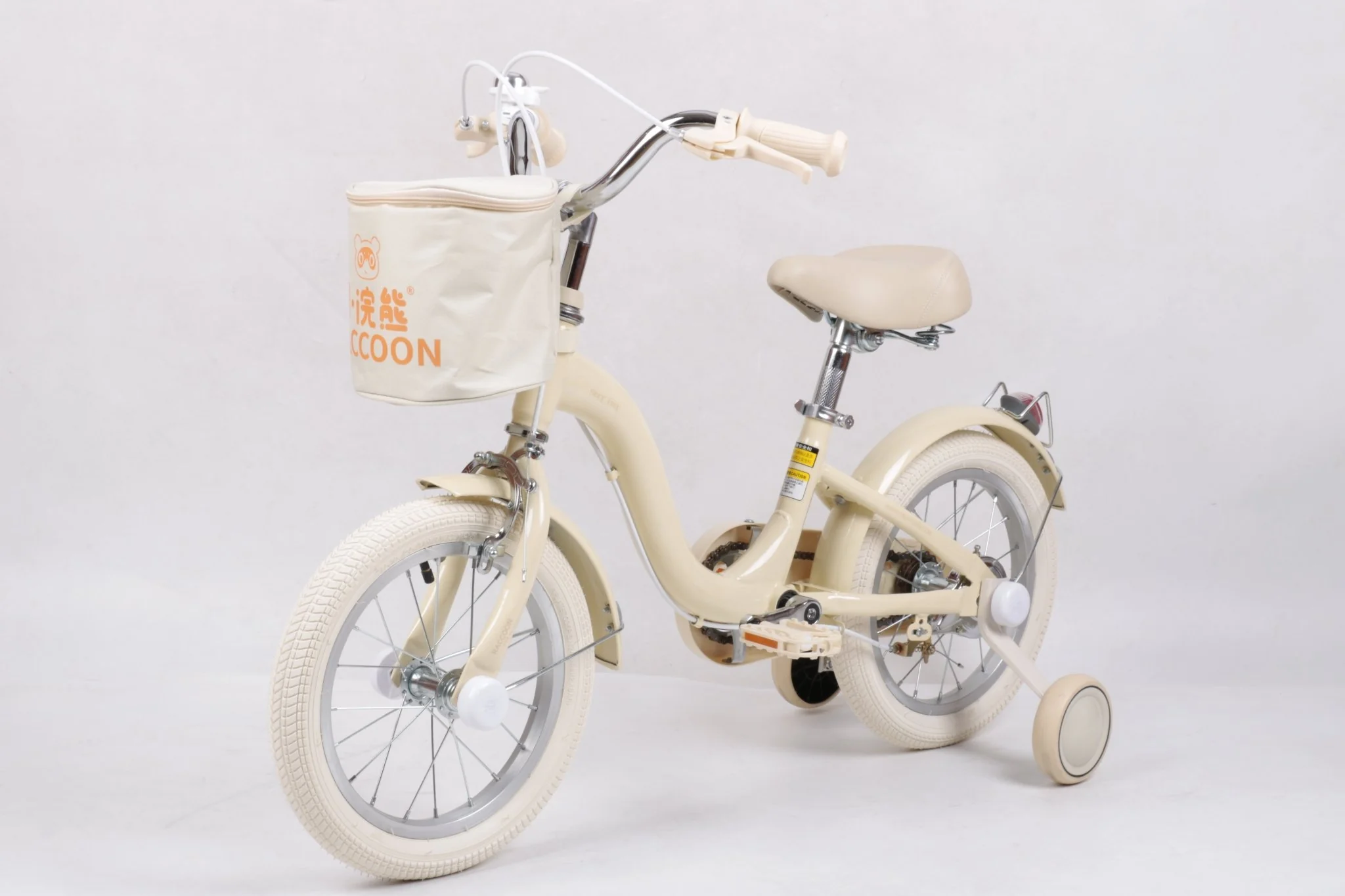 Raccoon Bicycle With Basket 14 Inch Beige TN23R06 14IN - Image 4