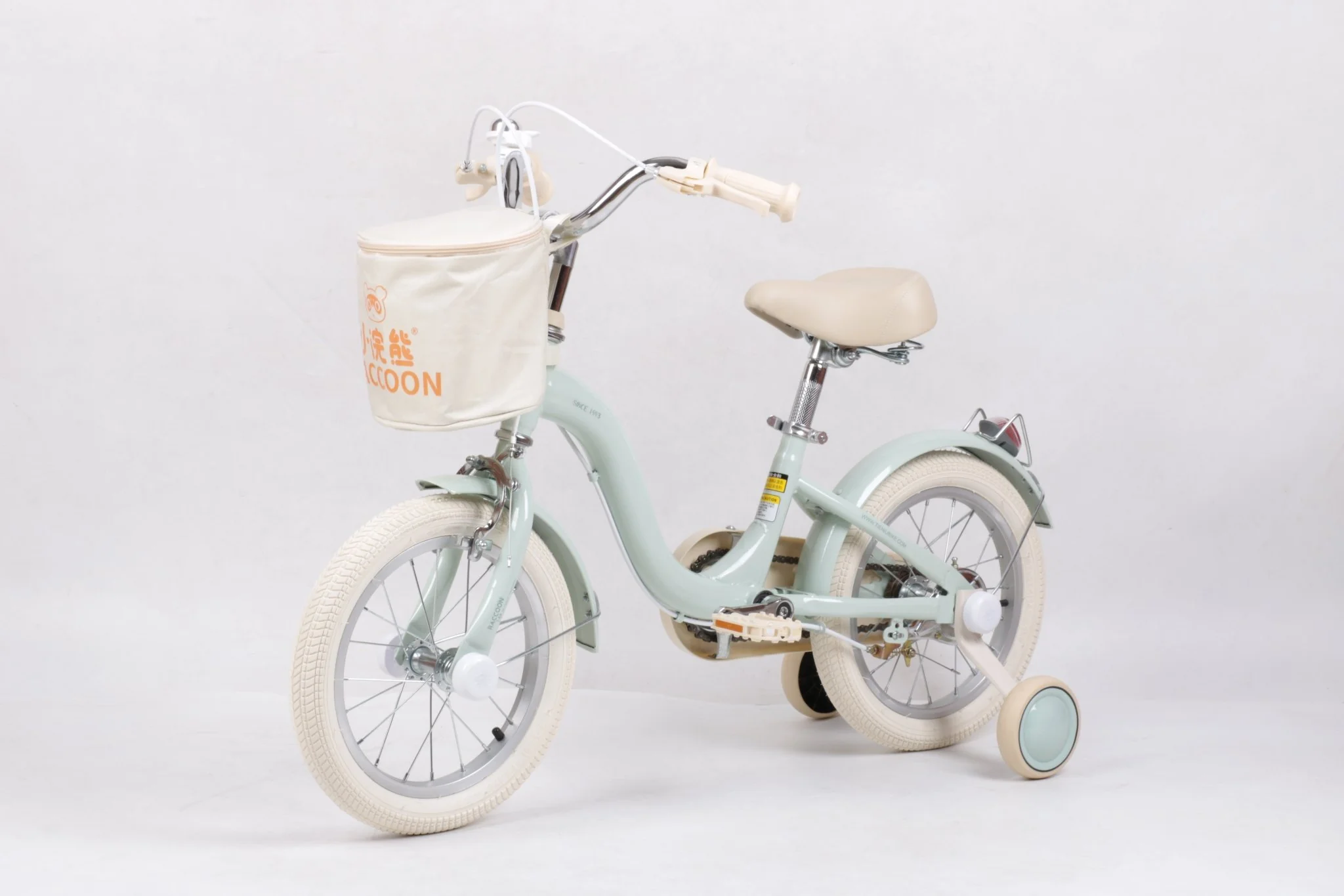 Raccoon Bicycle With Basket 14 Inch Green TN23R06 14IN - Image 4