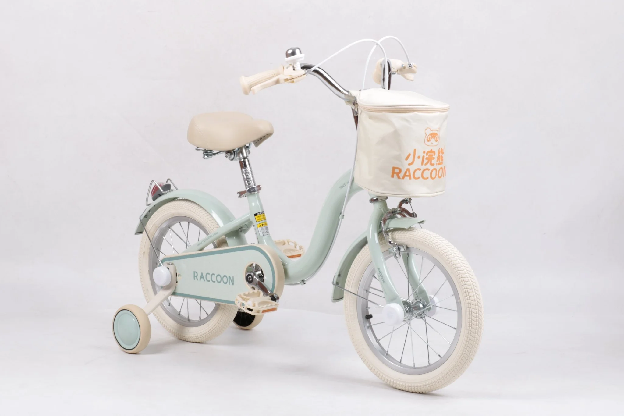 Raccoon Bicycle With Basket 14 Inch Green TN23R06 14IN - Image 6
