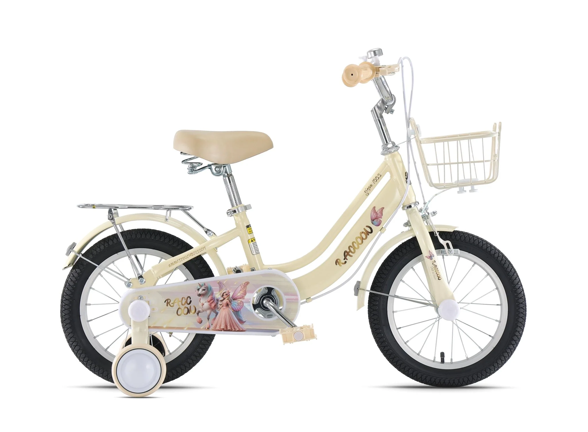 Raccoon Bicycle With Basket 14 Inch White TN24R62