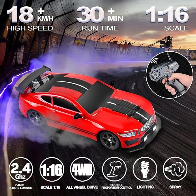 RC Car Drift King with Charger 1:16 Scale 699-160 - Image 5