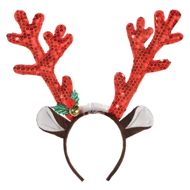 Red Sequin Antler Headband 398906