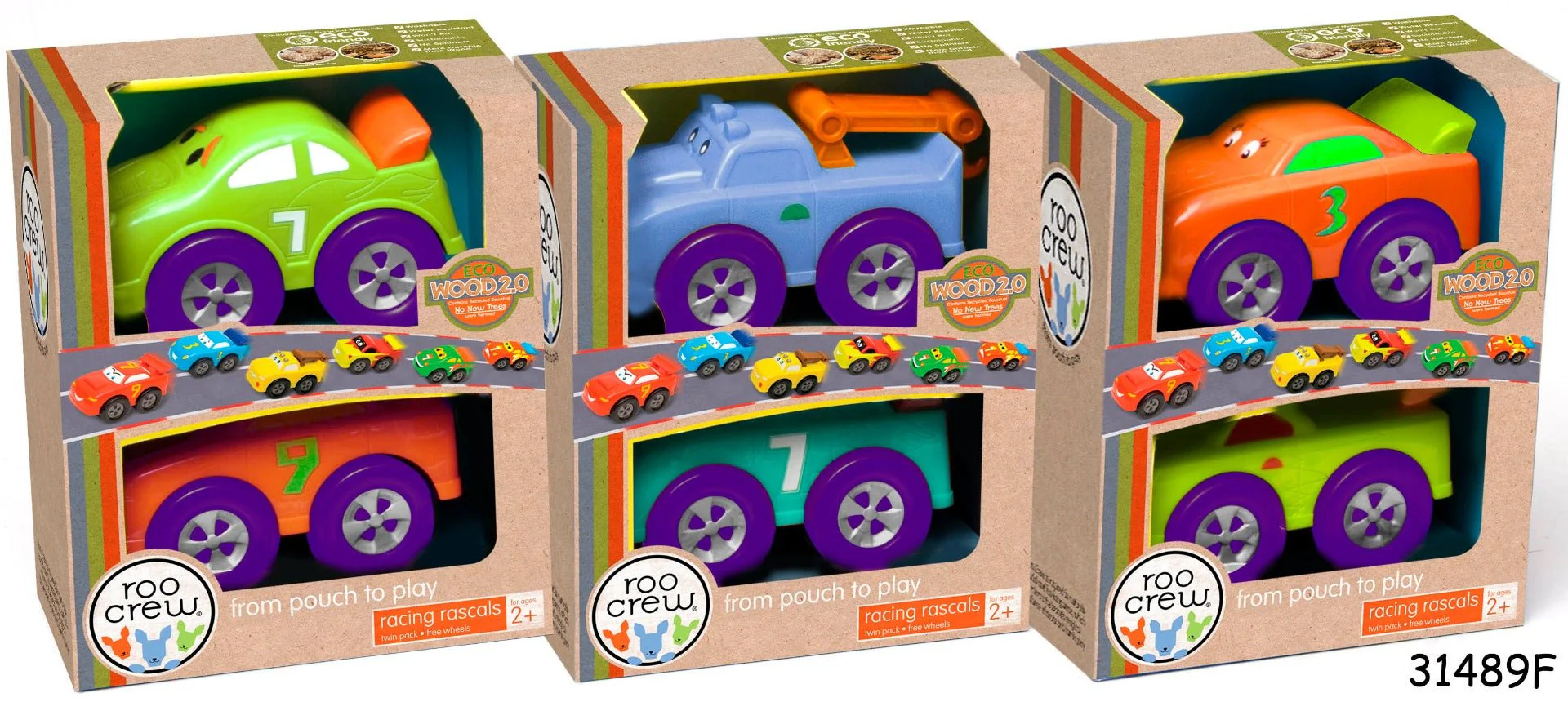 Roo Crew Eco Wood 2.0 Racing Rascals Twin Pack Assorted Styles 58021