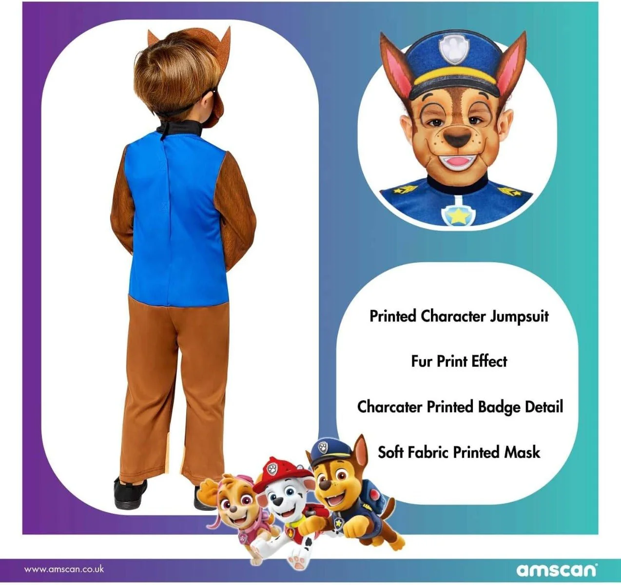 Rubies Paw Patrol Chase Costume 3-4 9909117 - Image 6