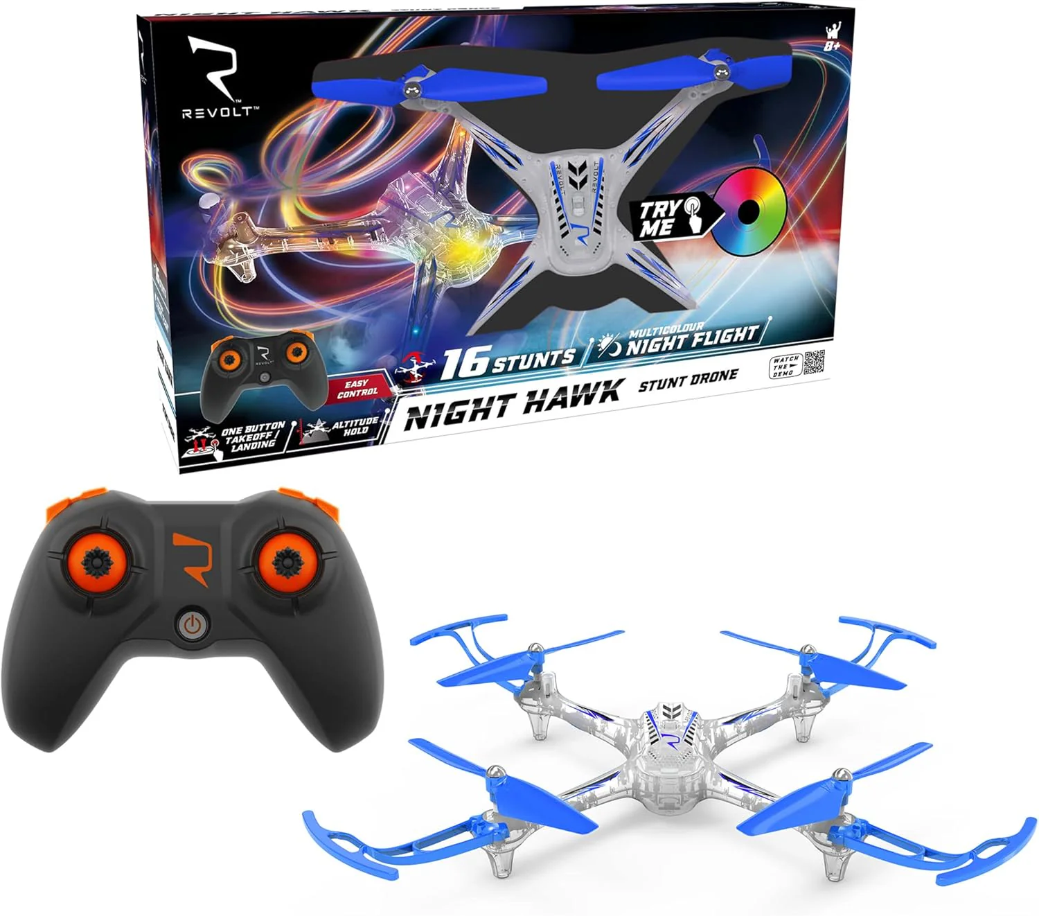 Sam Toys 4-Channel Auto Hover RC Stunt Drone-Blue/Orange X15T - Image 3