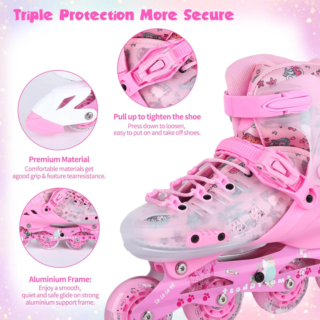 Skate Shoes Size 39-42 Pink Large - Image 2
