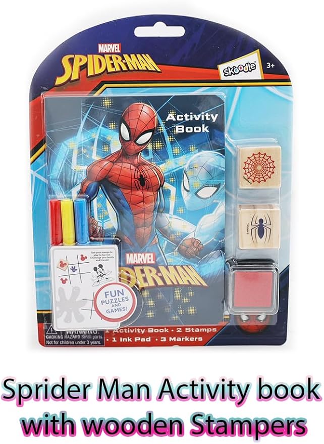 Skoodles Spider-Man Activity Book with Wooden Stampers - Image 2