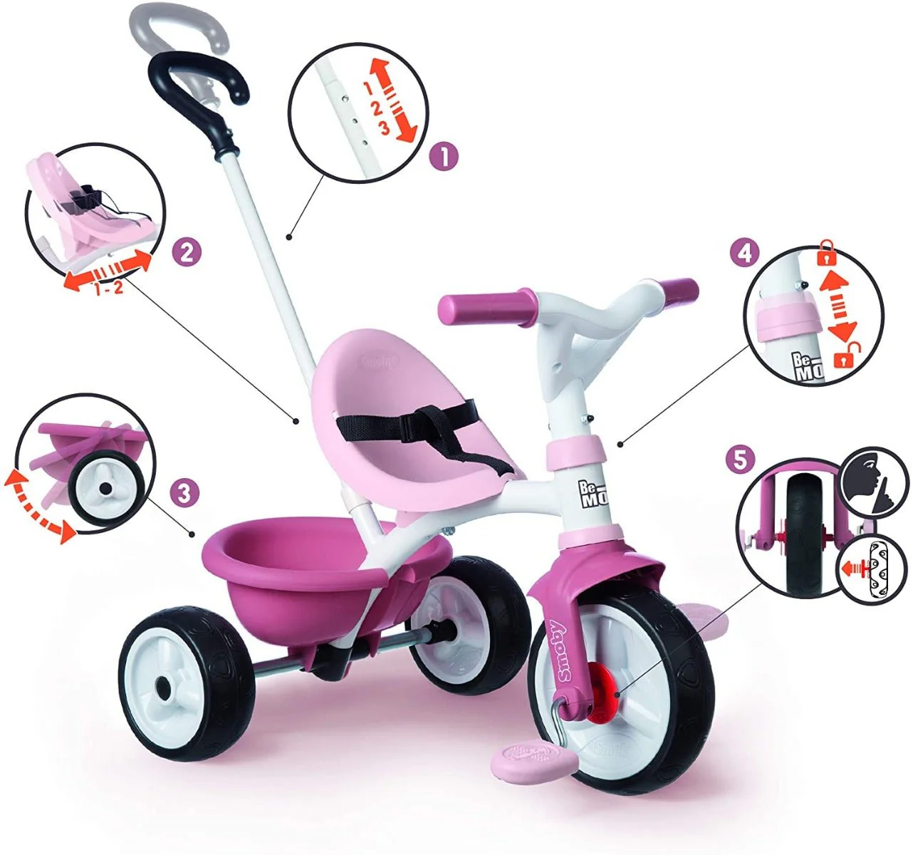 Smoby Be Move Tricycle Pink 7600740332 - Image 2