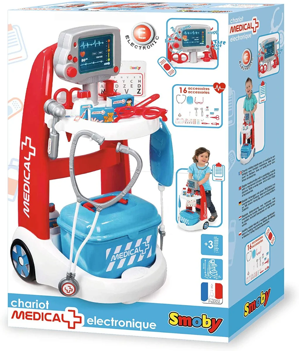 SMOBY Childrens Medical Rescue Trolley Playset 340202 - Image 6