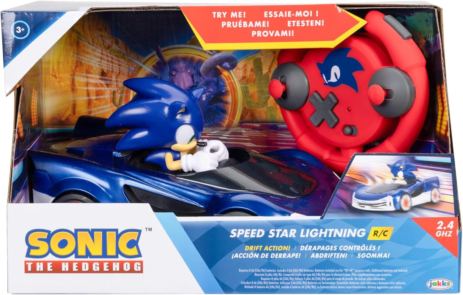 Sonic the Hedgehog Speed Star Lightning Drift RC Car 2.4GHz with LED Lights & 360° Spin – JAKKS Pacific (429974) - Image 2