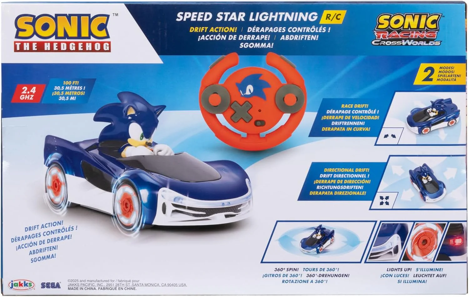 Sonic the Hedgehog Speed Star Lightning Drift RC Car 2.4GHz with LED Lights & 360° Spin – JAKKS Pacific (429974) - Image 4