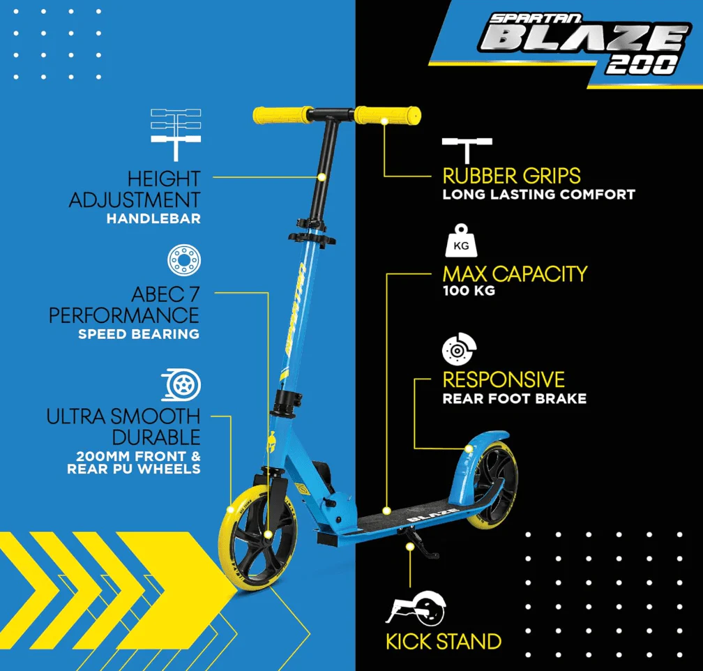 Spartan Blaze Scooter - Blue 200mm SP-7064 - Image 2