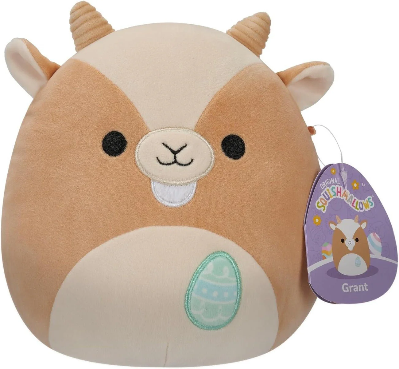 Squishmallow Little Plush Easter Grant Tan Goat with Egg Embroidery 7.5in