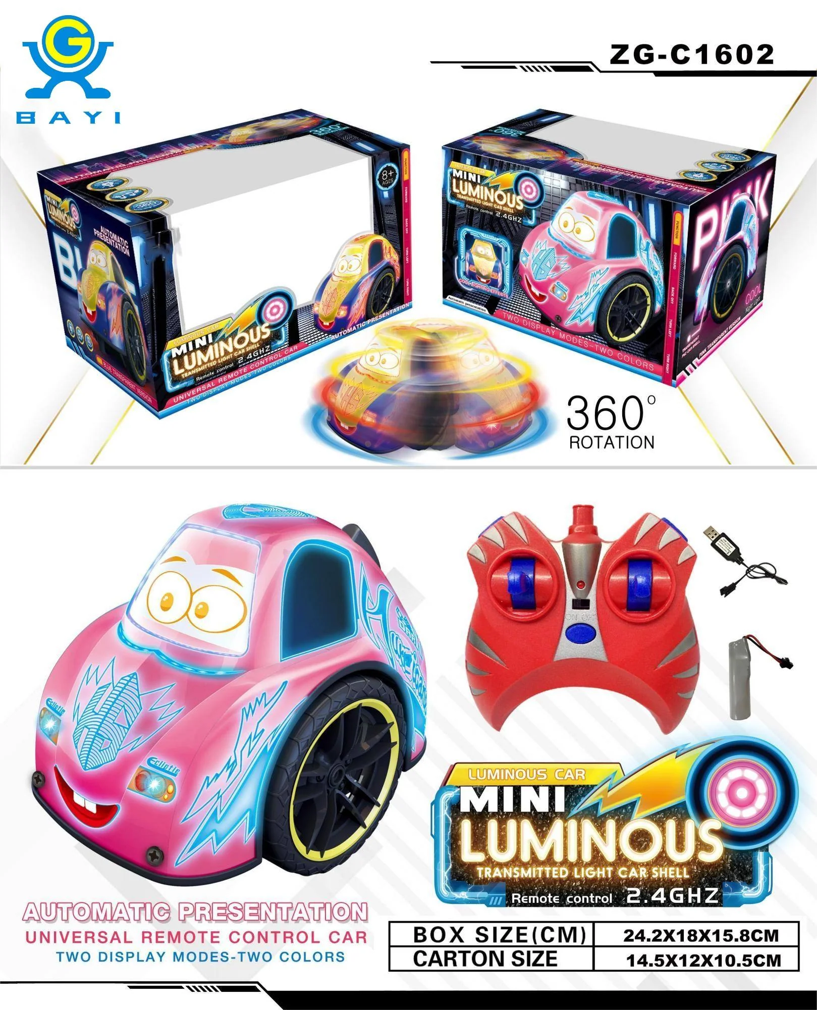 Zegan Mini Luminous Stunt RC Car With Lights And Sounds Asstd. ZG-C1602