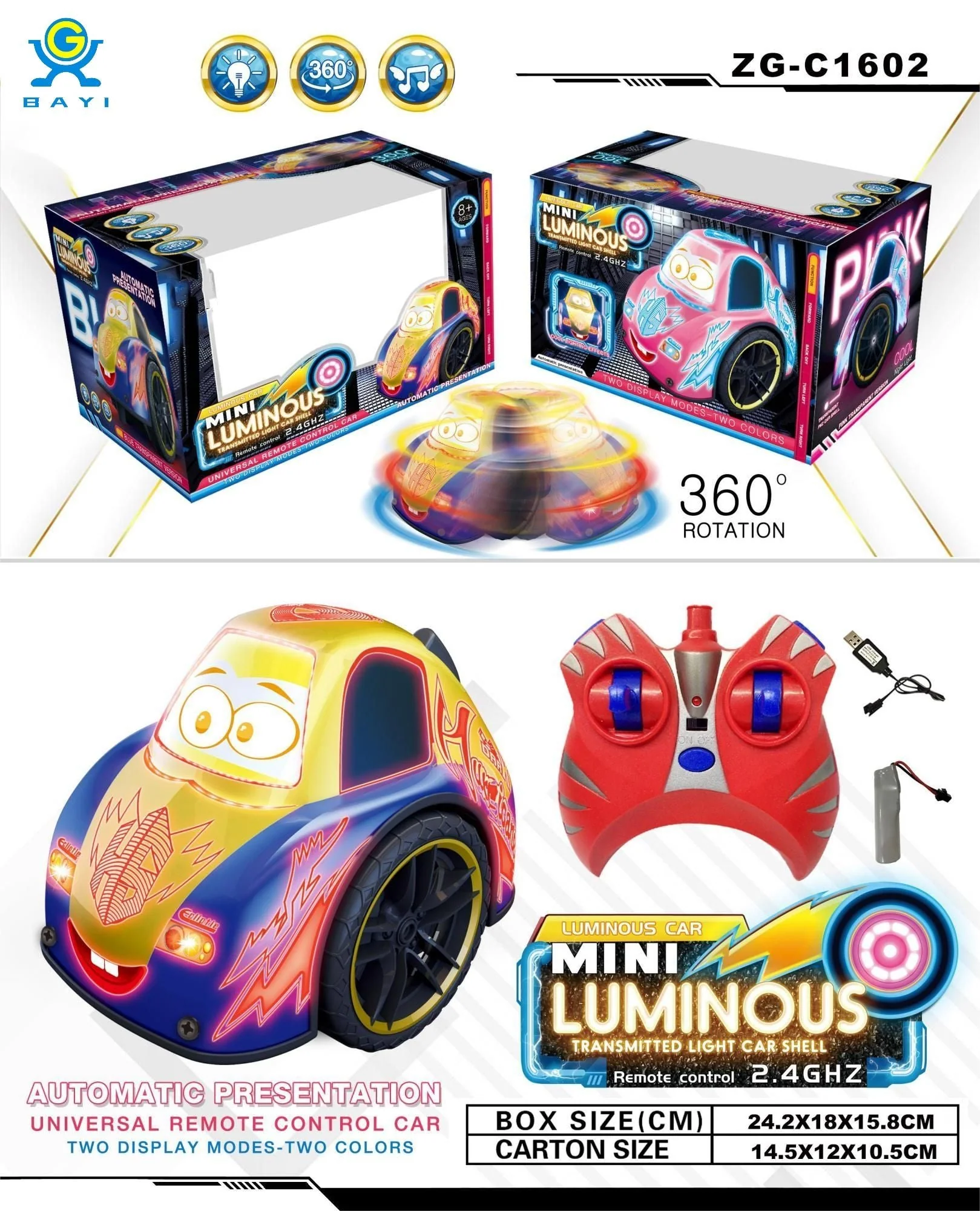 Zegan Mini Luminous Stunt RC Car With Lights And Sounds Asstd. ZG-C1602 - Image 2