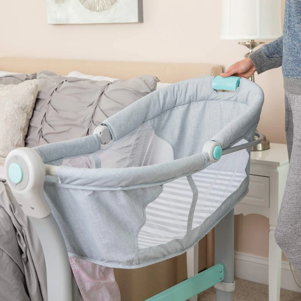 Summer Infant By Your Bed Sleeper and Teal Stripe Grey - Image 2