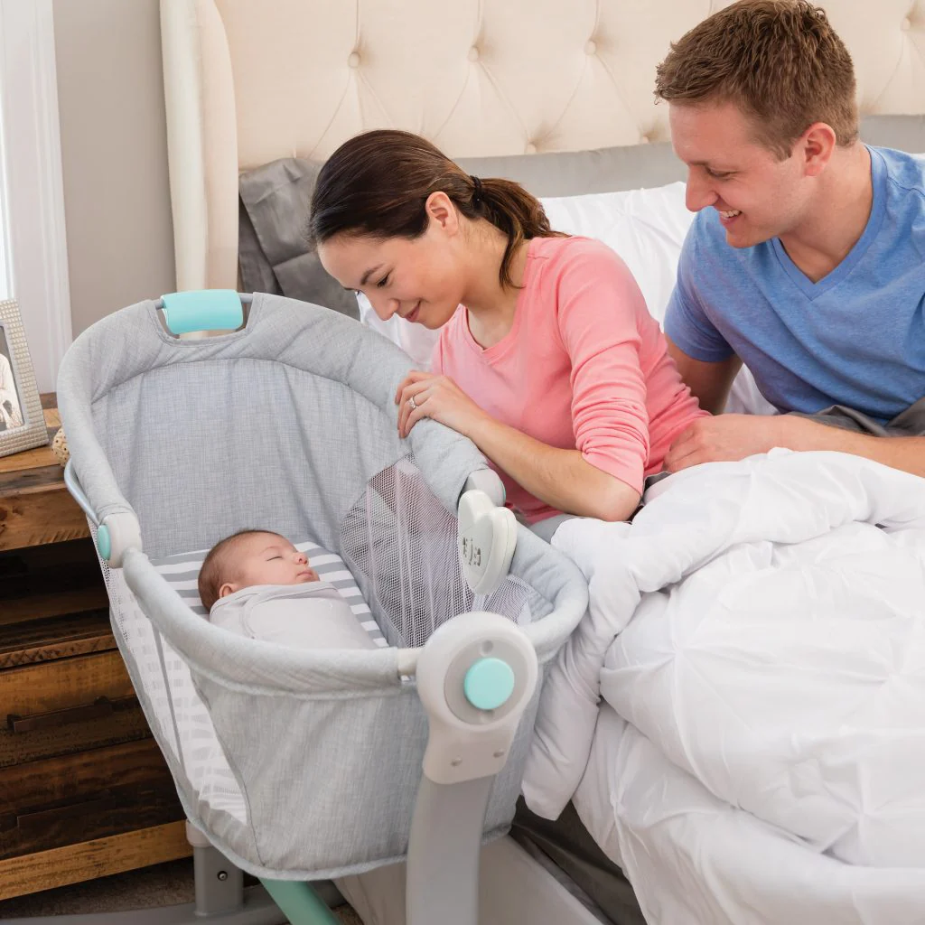 Summer Infant By Your Bed Sleeper and Teal Stripe Grey - Image 4