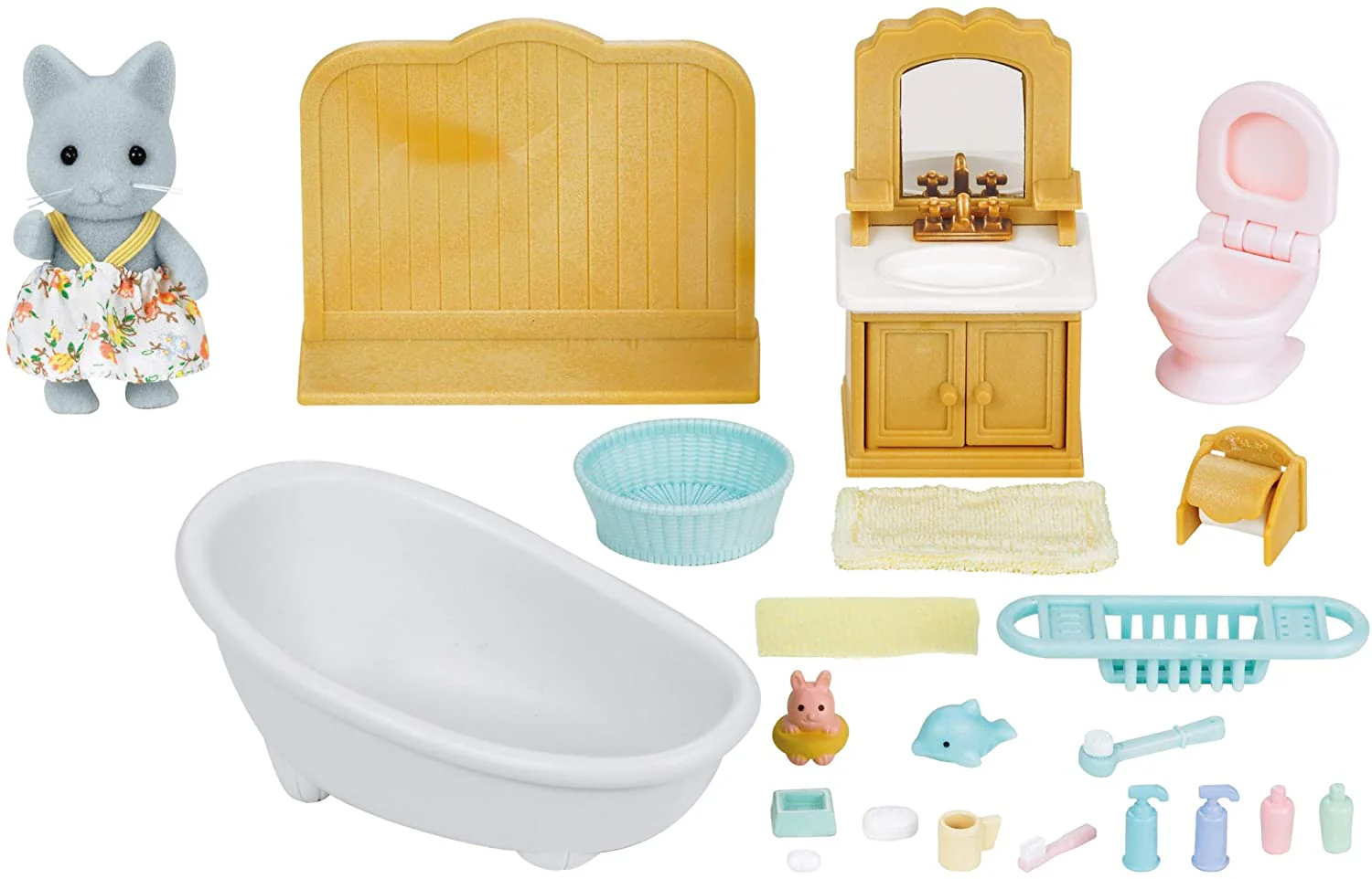 Sylvanian Families Country Bathroom Set with Cat Sister 5165