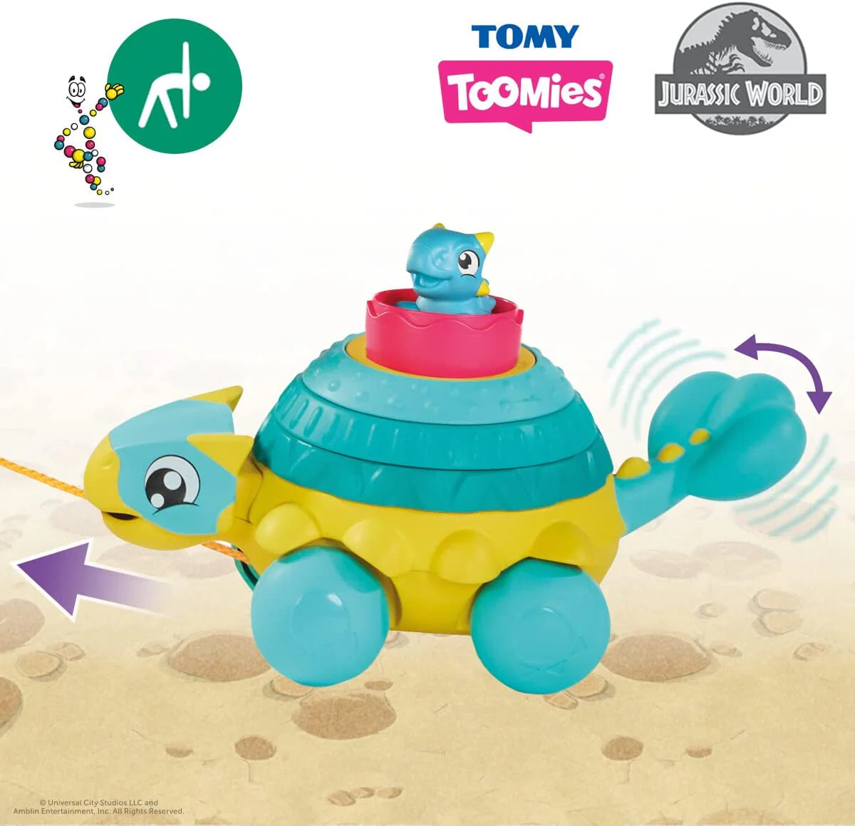 Tomy Toomies Jurassic World Stack & Pull Ankylosaurus E73410 - Image 5