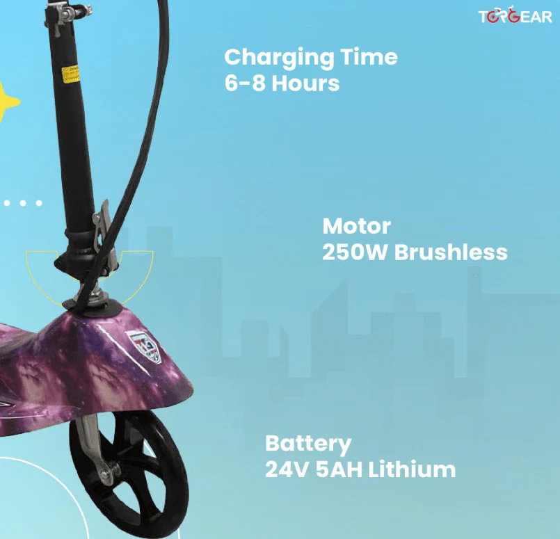 Top Gear Electric Scooter with Seat Purple 24V - Image 3