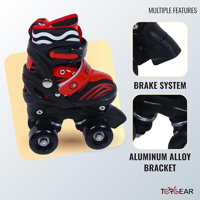 Top Gear Quad Skate Shoes 27-30 Red TG-9008 - Image 3