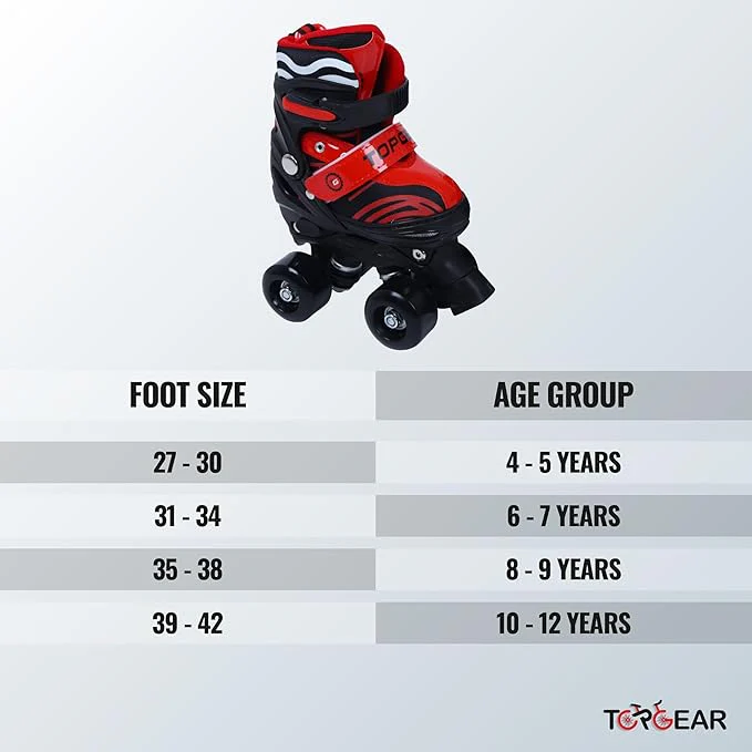 Top Gear Quad Skate Shoes 27-30 Red TG-9008 - Image 4