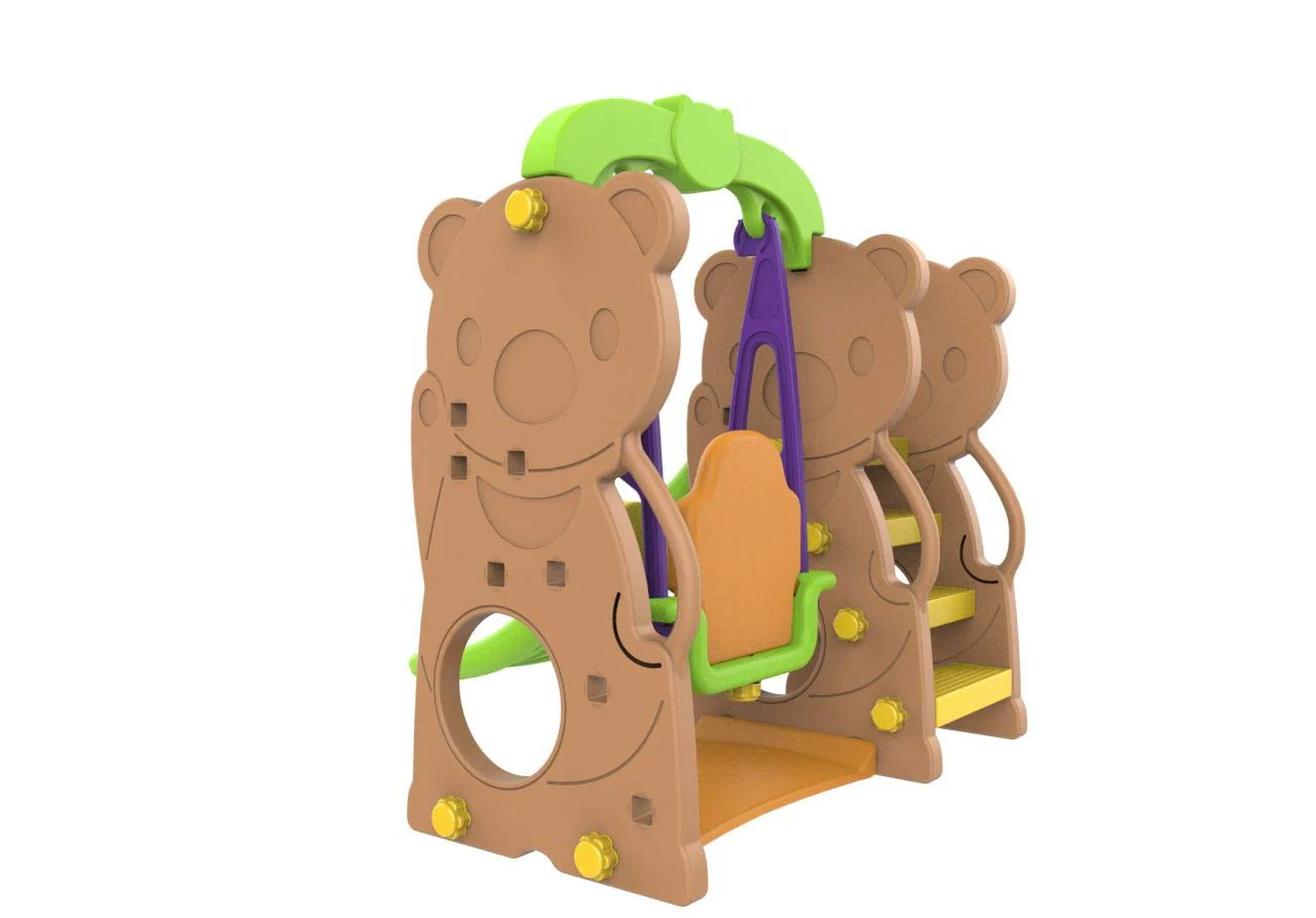 Bear-Themed Slide with Swing and Basketball Hoop – CHD161 - Image 2