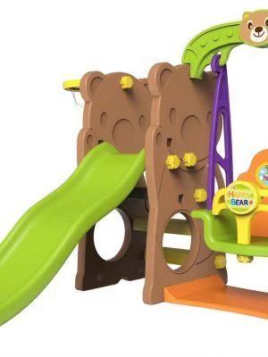 Bear-Themed Slide with Swing and Basketball Hoop – CHD161 - Image 3