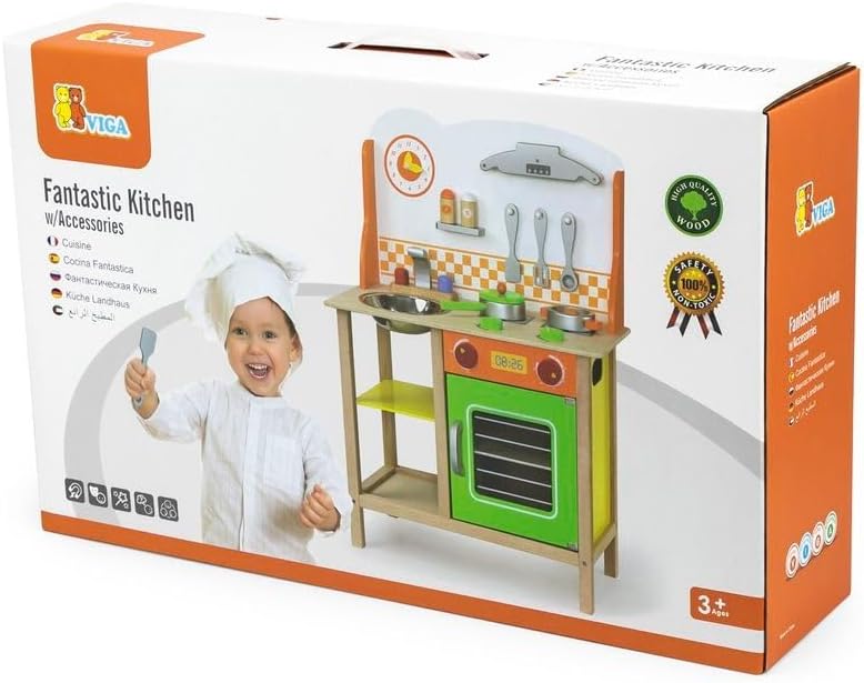 Viga Wooden Colourful Fantastic Kitchen with Accessories 50957FSC