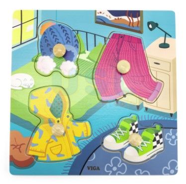 Viga Wooden Knob Puzzle - Clothes 44599