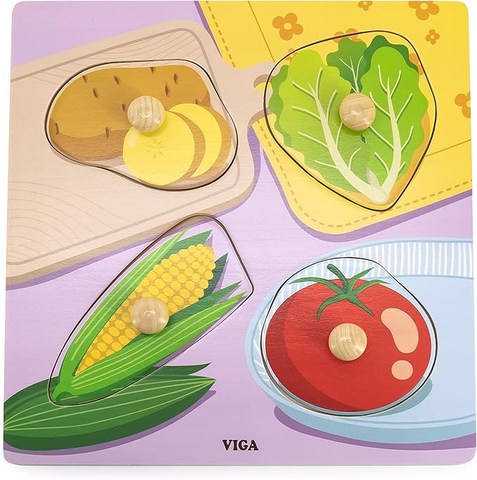 Viga Wooden Knob Puzzle - Vegetable 44598