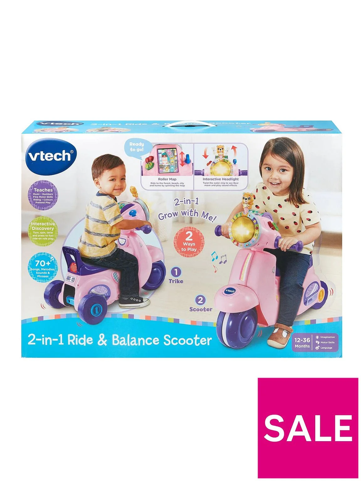 VTech 2-In-1 Ride & Balance Scooter Pink VT80-572353