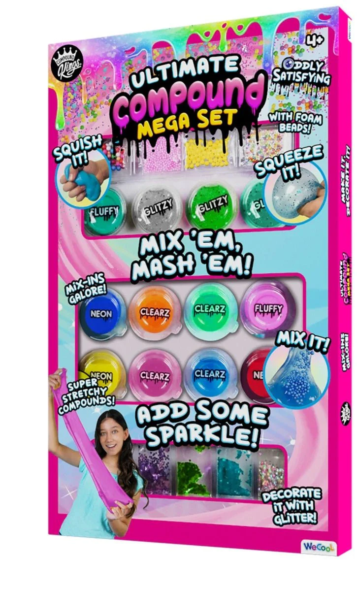 WeCool Compound Kings Ultimate Compound Mega Set – 20-Pack Slime Variety Kit (Fluffy, Glitzy, Clearz, Neon)
