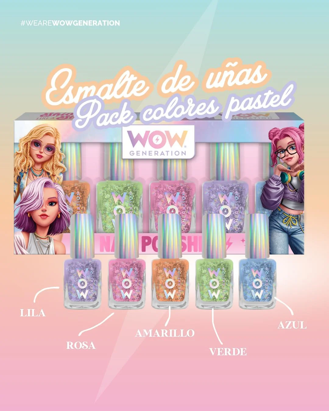 WOW Generation Pastel Nail Polish - Pack of 5 WOW00110 - Image 3