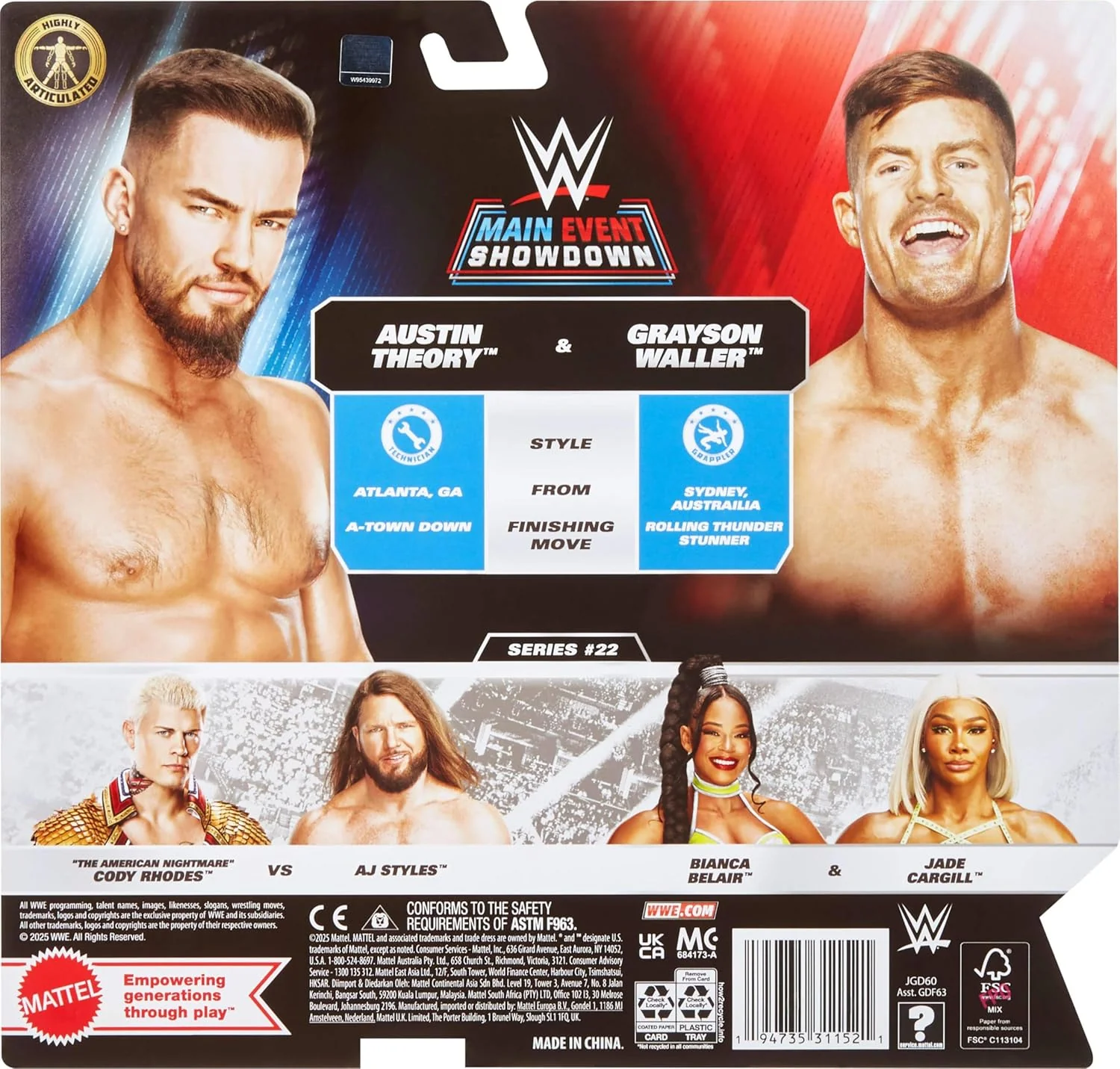 WWE Main Event Showdown Series-22 Austin Theory & Grayson Waller JGD63 - Image 5